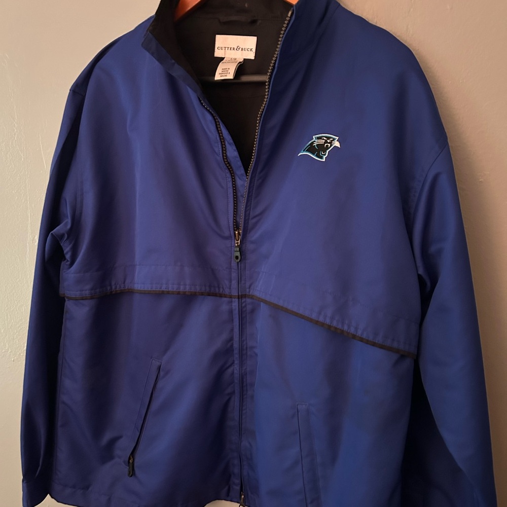 Carolina Panthers NFL Football Team Issued Cutter & Buck Blue Jacket Large
